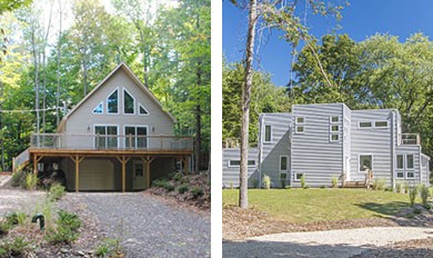 A side by side photo of two properties