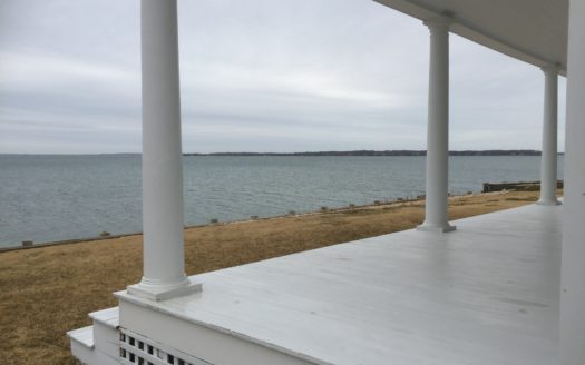 The view of the bay from the white porch